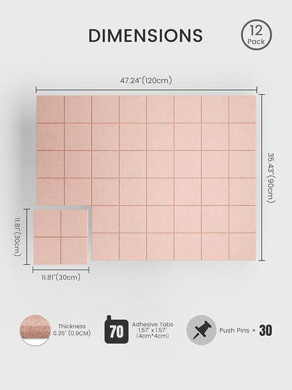 Bumusty Large Cork Board Alternative-47 x35 Felt Bulletin Board Tiles, - Image 2