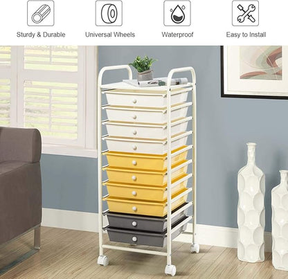 Giantex 10 Drawer Rolling Storage Cart Scrapbook Paper Office School Organizer - Image 6