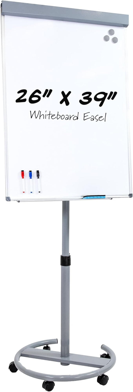 Sunnydaze Adjustable Magnetic Whiteboard Easel – Rolling Dry Erase Board by SunnydazeDecor