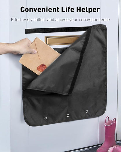 Uniclife Black Door Mail Slot Catcher Oxford Fabric Large Capacity Letter & - Image 3