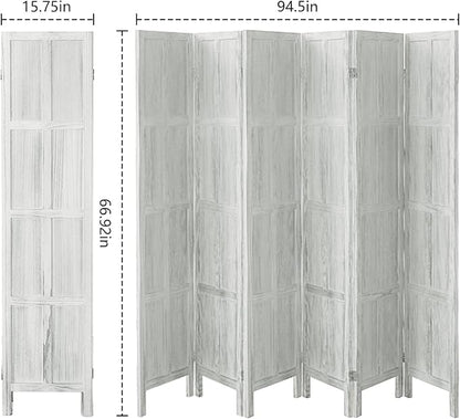Leesinwing Wood Room Divider 6 Panel Folding Privacy Screen, Classic 5.6Ft - Image 5