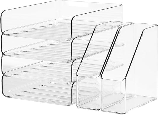 FANXIYQ 4-Tier Brown Acrylic Paper Tray Organizer by Unknown