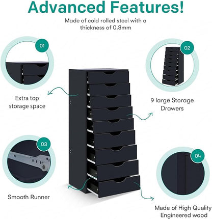 Naomi Home Bianca 9-Drawer Craft & Office Storage Cabinet, Ample Space in - Image 3