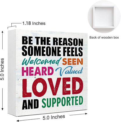 WUZYOU Office School Classroom Inclusive Wooden Block Sign Be The Reason - Image 2