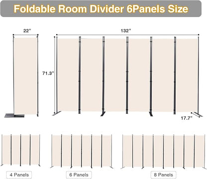 CHOSENM Room Divider, 6 Panel Folding Privacy Screens - Image 2