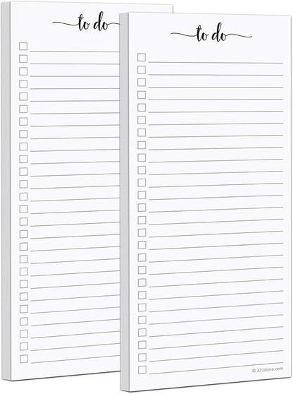 321Done 2-Pack Skinny To Do List Notepad, Made in USA by 321Done