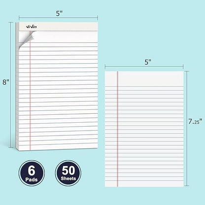 ViVin 5 x 8 Inch Legal Pads, 6 Pack, Narrow Ruled, 50 Sheets Per Writing Pad - Image 2
