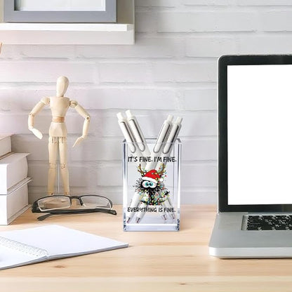 Vgrti It's Fine I'm Fine Acrylic Cosmetic Pencil Pen Holder Cup, Funny Black - Image 4