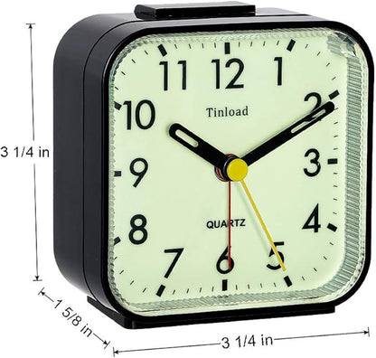 Tinload Small Battery Operated Analog Travel Alarm Clock Silent Non Ticking - Image 9