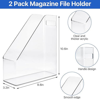 Akamino 2 Pack Acrylic Magazine File Holder, A4 Vertical File Organizer - Image 3