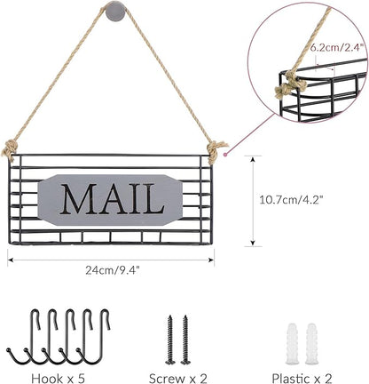 SRIWATANA Mail Holder Wall Mount, Mail Organizer Key Holder - Image 7