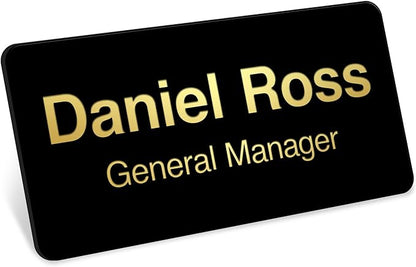 Name Tag, Magnetic Black and Gold Name Tags, Personalized Name Tags, 1.5x3 by MySignCenter