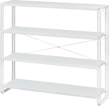 HCHQHS Bookshelf, 4-Tier Industrial Bookcase, Freestanding Tall Bookshelves by HCHQHS