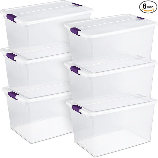 Sterilite 6-Pack Plastic Storage Bin w/ Latch Lid, 66 Qt by Sterilite