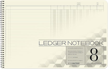 BookFactory Accounting Ledger Notebook/Large 8 Column Accounting Ledger by BookFactory