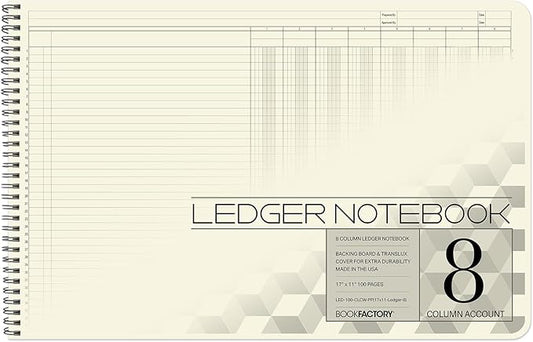 BookFactory Accounting Ledger Notebook/Large 8 Column Accounting Ledger by BookFactory
