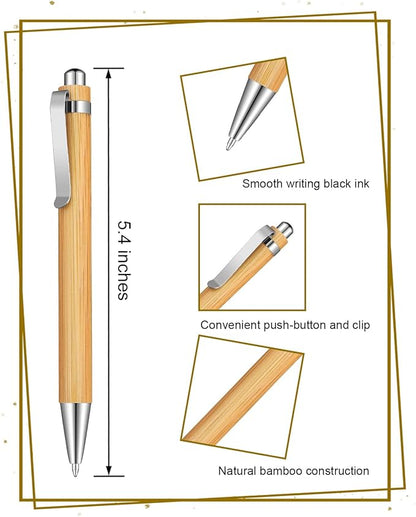 lyforx 250pcs Bamboo Pens Bulk Wooden Bamboo Pens Engraving Wooden Ballpoint - Image 2