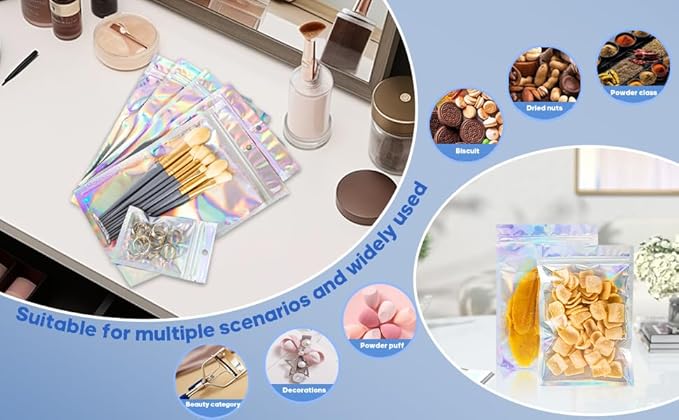 100pcs Holographic Bags, 5.5x7.8 inch Resealable Zipper bags - Image 6