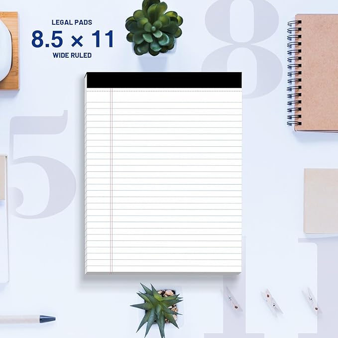 12-Pack Legal Pads 8.5"x11" Wide Ruled Note Pads - Image 6