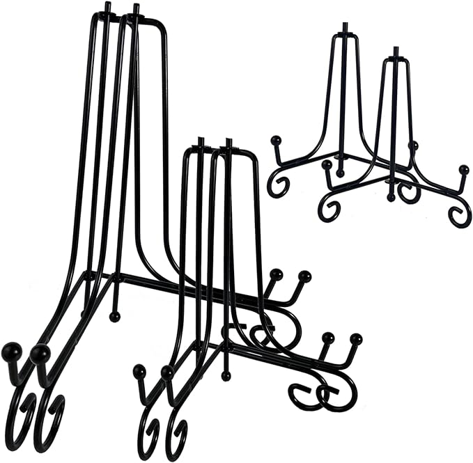 HENABLE 6PCS 3 Size Black Iron Plate Stands by HENABLE