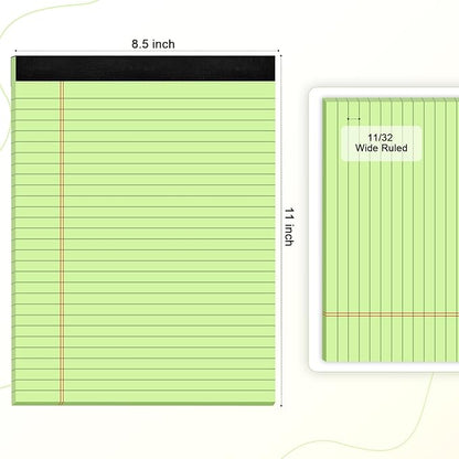 AILZFEI Green Legal Pad Note Pads 8.5 x 11 inch, Wide Ruled Clear Print Writing - Image 2