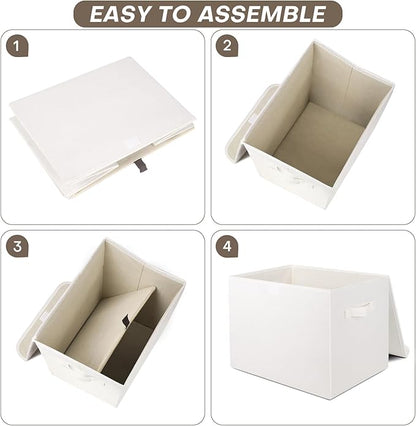 Bagnizer Large 22 Quart Linen Fabric Foldable Storage Bin Cube Organizer Basket - Image 5