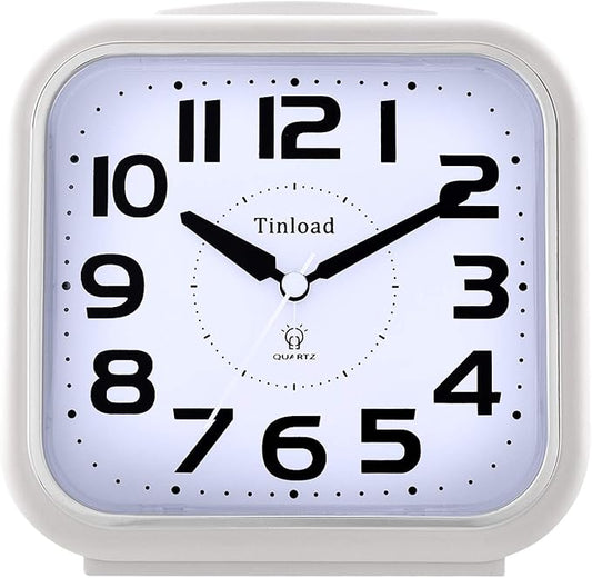 Tinload 5.5" Large Analog Alarm Clock Silent Non Ticking, Gentle Wake, Beep by Tinload