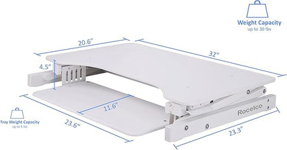 Rocelco 32" Height Adjustable Standing Desk Converter - Image 3