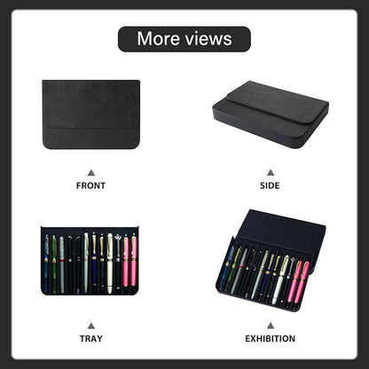MIVLXLX PU Leather 12 Fountain Pen/Pencil Tray Case Organizer, Fashion Design - Image 5
