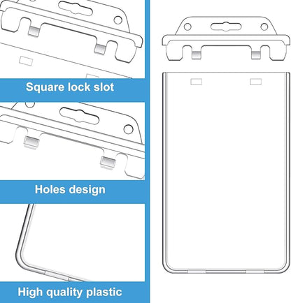 Tinlade 30 Pack Permanent Locking Hard Plastic Badge Holder Vertical Clear ID - Image 3