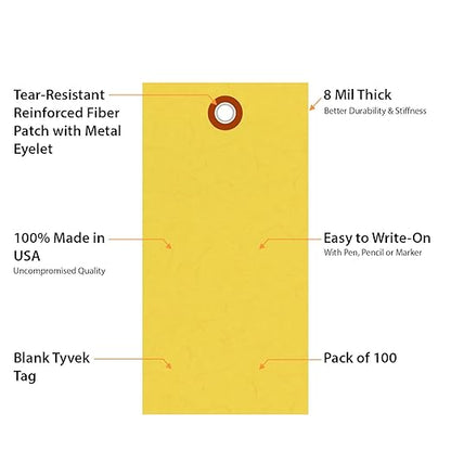 SmartSign 4.75 x 2.375 inch “Yellow” Blank Tyvek Shipping Tags - Image 5