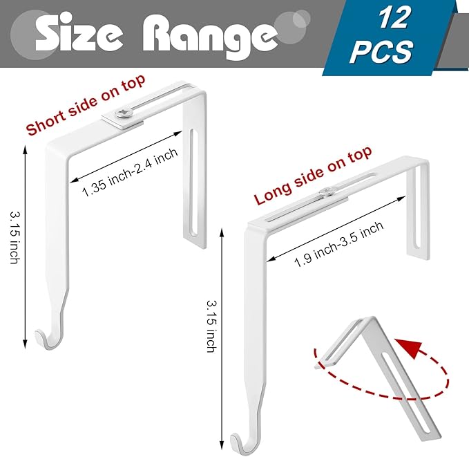Amylove 12 Pcs Adjustable Cubicle Hanger Universal Partition Metal Cubicle - Image 2