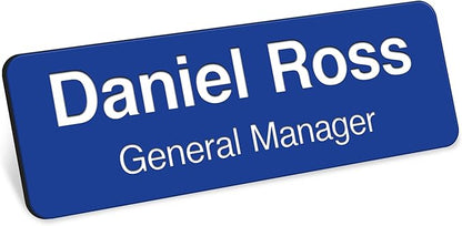 Name Tag, Magnetic Blue and White Name Tags, Personalized Name Tags, 1x3 Inches by MySignCenter