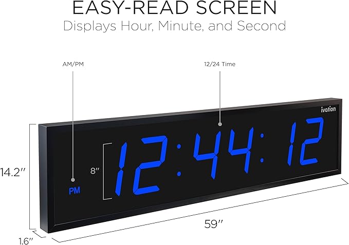 Ivation Huge Oversized 60" Large Digital LED Clock | Big Digital Clock - Image 3