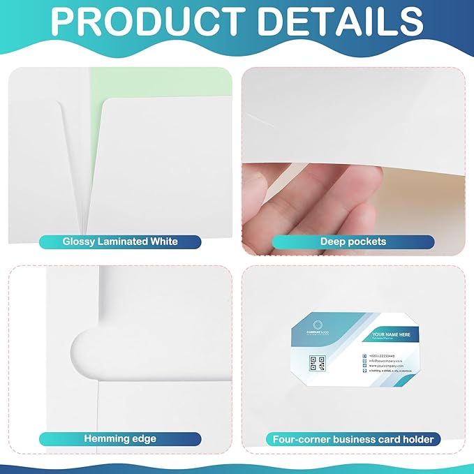 Yeaqee 100 Pack 2 Pockets Glossy Laminated Paper Folder First Day of School - Image 3
