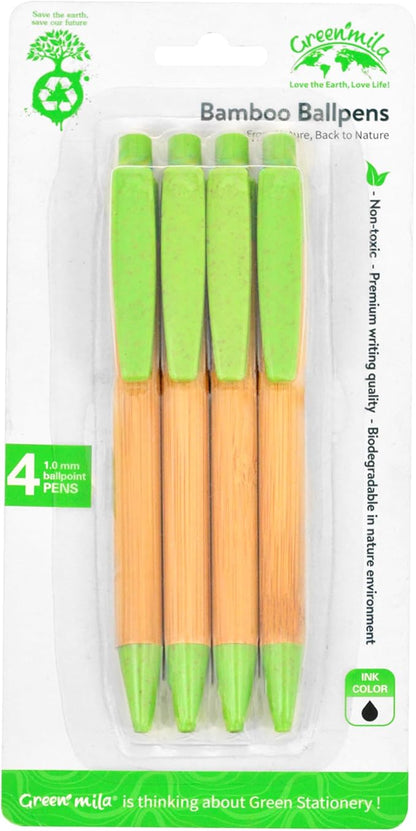 Green Mila Durable Pens, 1.0mm Ballpoint Pens Premium Writing Quality by AKMCorporation