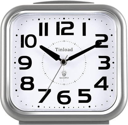 Tinload 5.5" Large Analog Alarm Clock Silent Non Ticking, Gentle Wake, Beep by Tinload