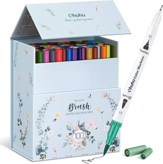 Ohuhu Markers for Adult Coloring Books No Bleeding 100 Colors Coloring Markers by Ohuhu