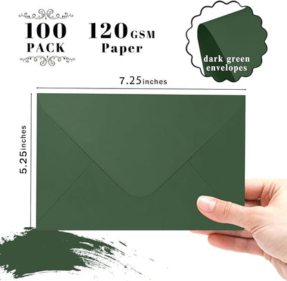100 Pack Dark Green Envelopes 5x7, Goefun A7 Envelopes - Image 2