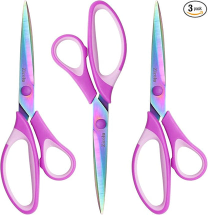 Zicolu 8.5" Scissors All Purpose, Titanium Coating Sharp Blade, Soft by Zicolu