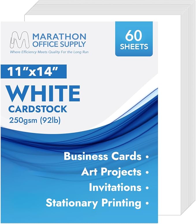 MOS White Cardstock Paper 11 x 14 Inch — Heavyweight Poster Board Card Stock by Marathon+Office+Supply