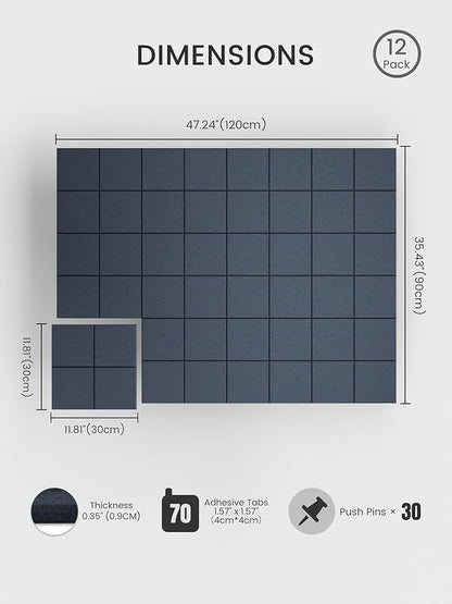 Bumusty Large Cork Board Alternative-47 x35 Felt Bulletin Board Tiles, - Image 2