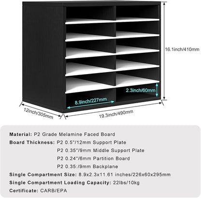 PAG Countertop Mail Sorter Organizer, Wooden Literature Organizer, Student - Image 2