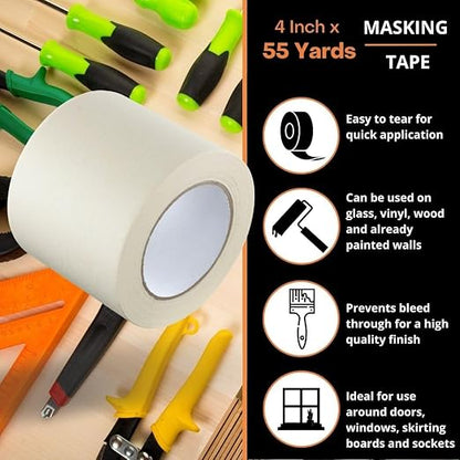 GTSE Wide Masking Tape, 4 inches x 55 Yards, 1 Roll - Image 3