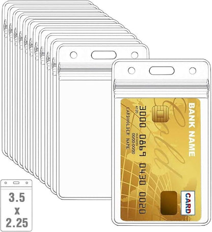 50 Pcs Clear Plastic Vertical Name Badge ID Card Holders by Orcielo