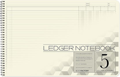 BookFactory Accounting Ledger Notebook/Large 5 Column Accounting Ledger by BookFactory