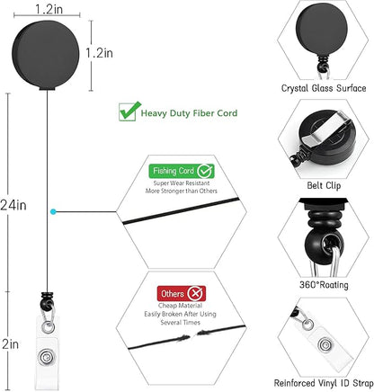 Black Badge Holder Retractable Lanyard, Lanyards - Image 6