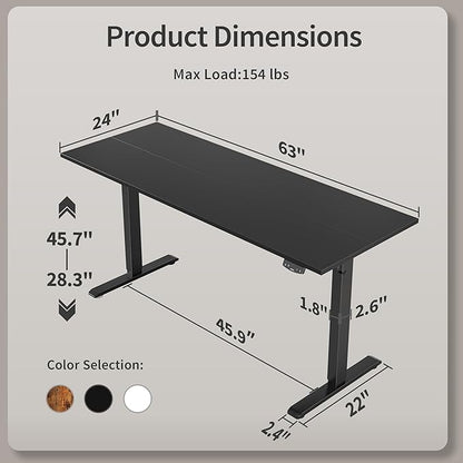 Agilestic Electric Standing Desk, Large 63 x 24 Inches Height Adjustable Desk - Image 3