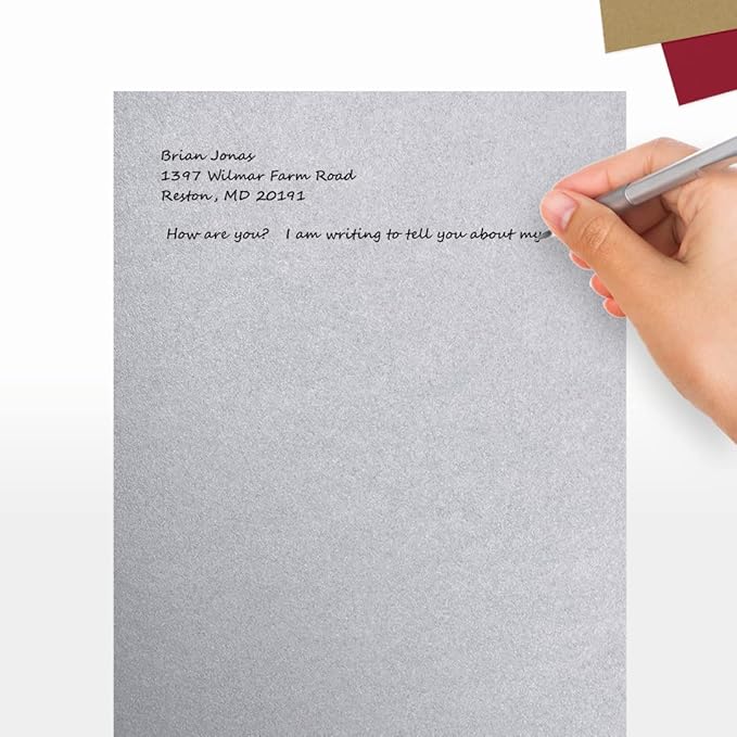 LUXPaper 8.5" x 11" Paper | Letter Size | Silver Metallic | 80lb. Text | 50 Qty - Image 5