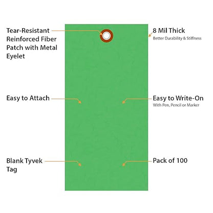 SmartSign 6.25 x 3.125 inch “Green” Blank Tyvek Shipping Tags - Image 4
